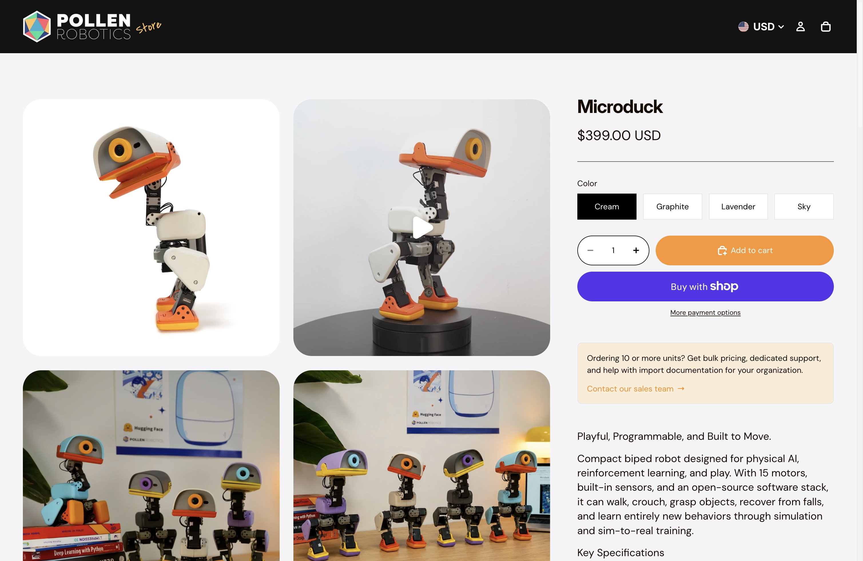 Microduck 官方商店预售页面:399 美元定价