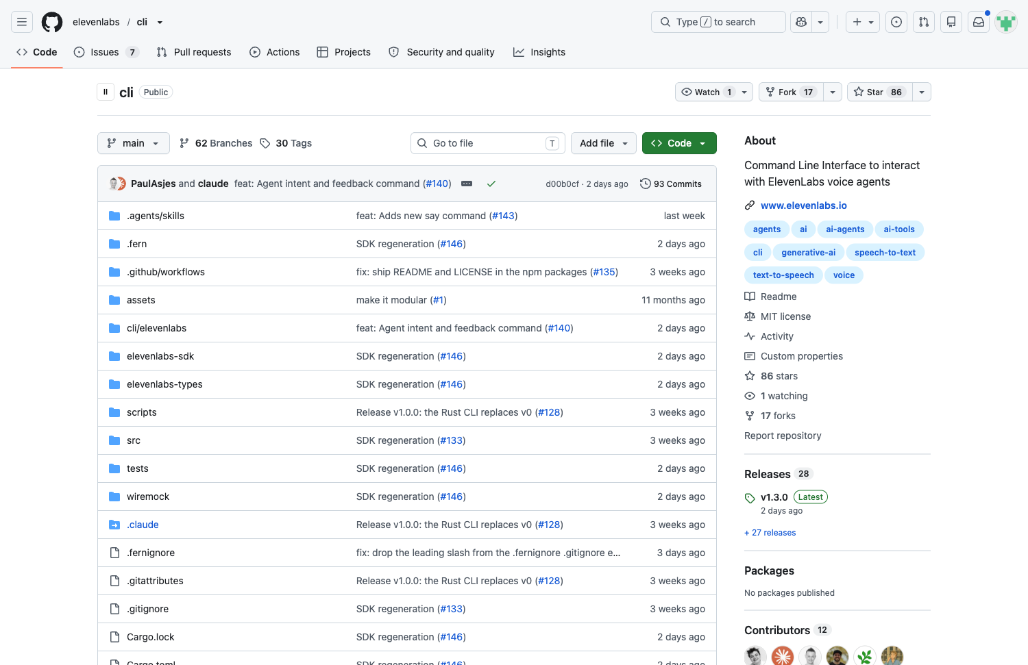 ElevenLabs CLI 终端帮助输出截图