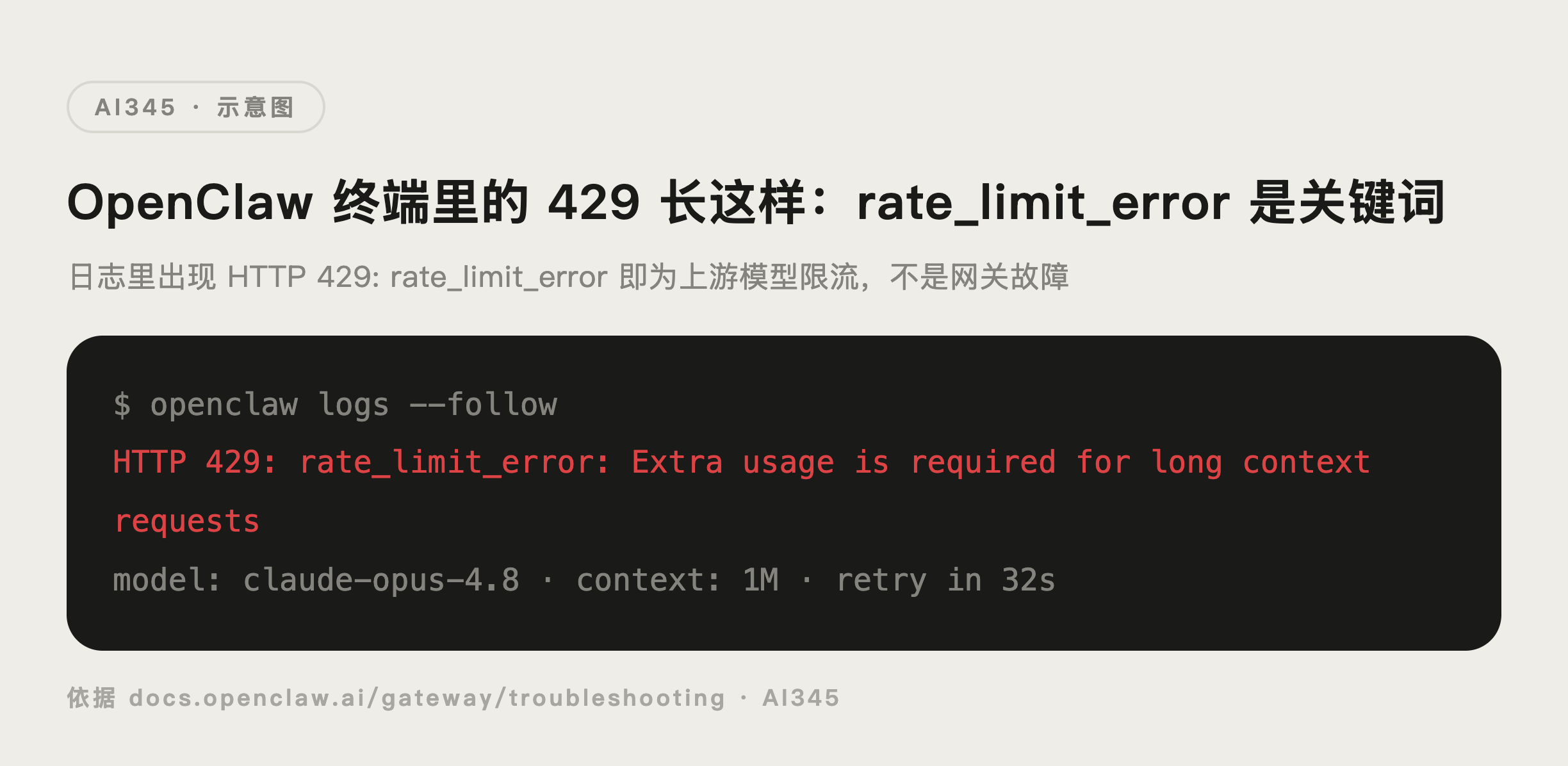 OpenClaw 429 报错怎么解决?长上下文限流的 3 个修复方法封面图