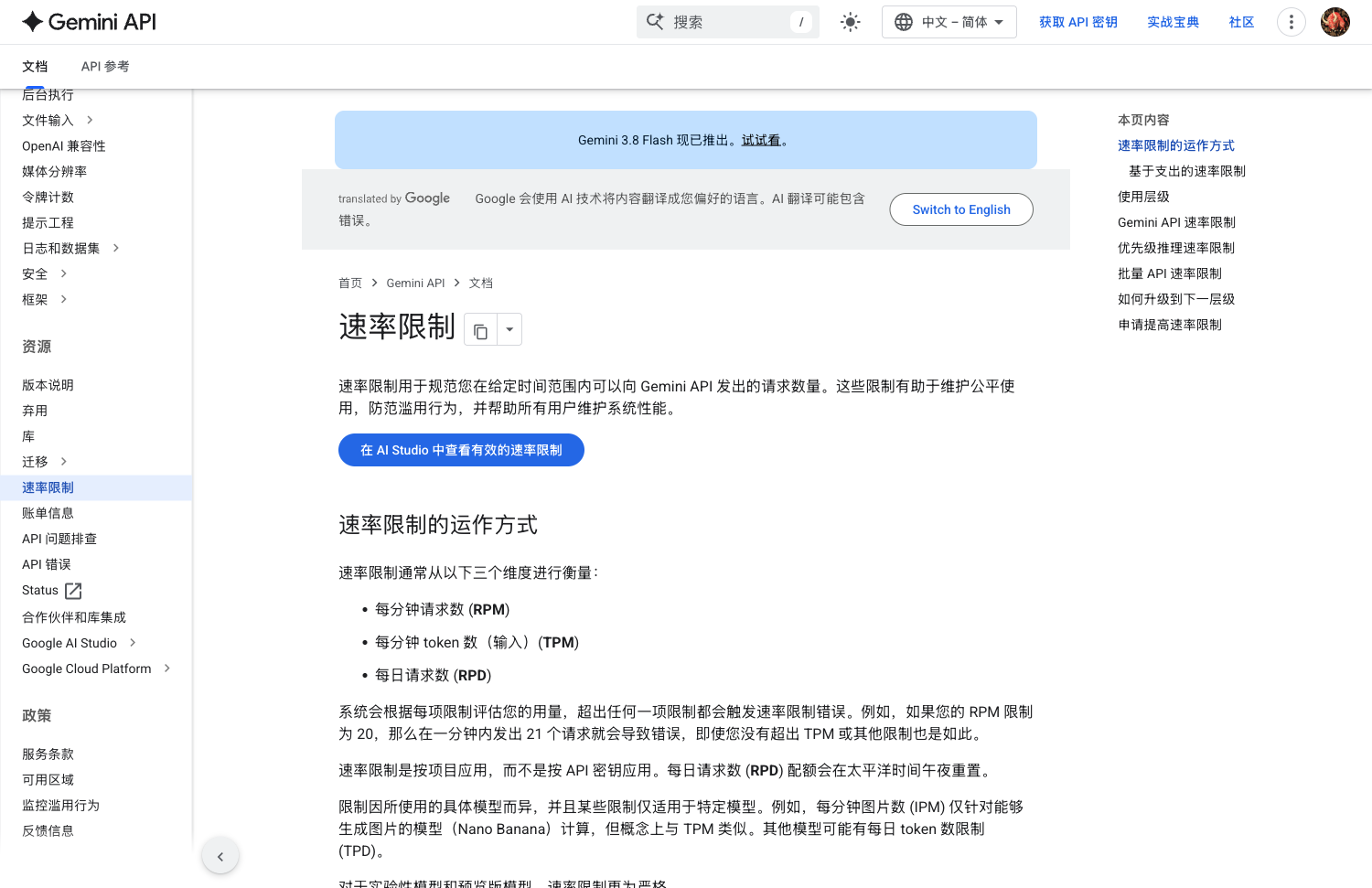 Gemini API 使用层级升级条件与限额说明截图