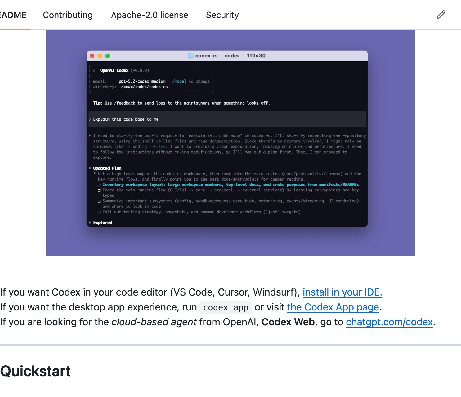 openai/codex GitHub 开源仓库：Codex CLI 是 Apache-2.0 协议的终端编程智能体