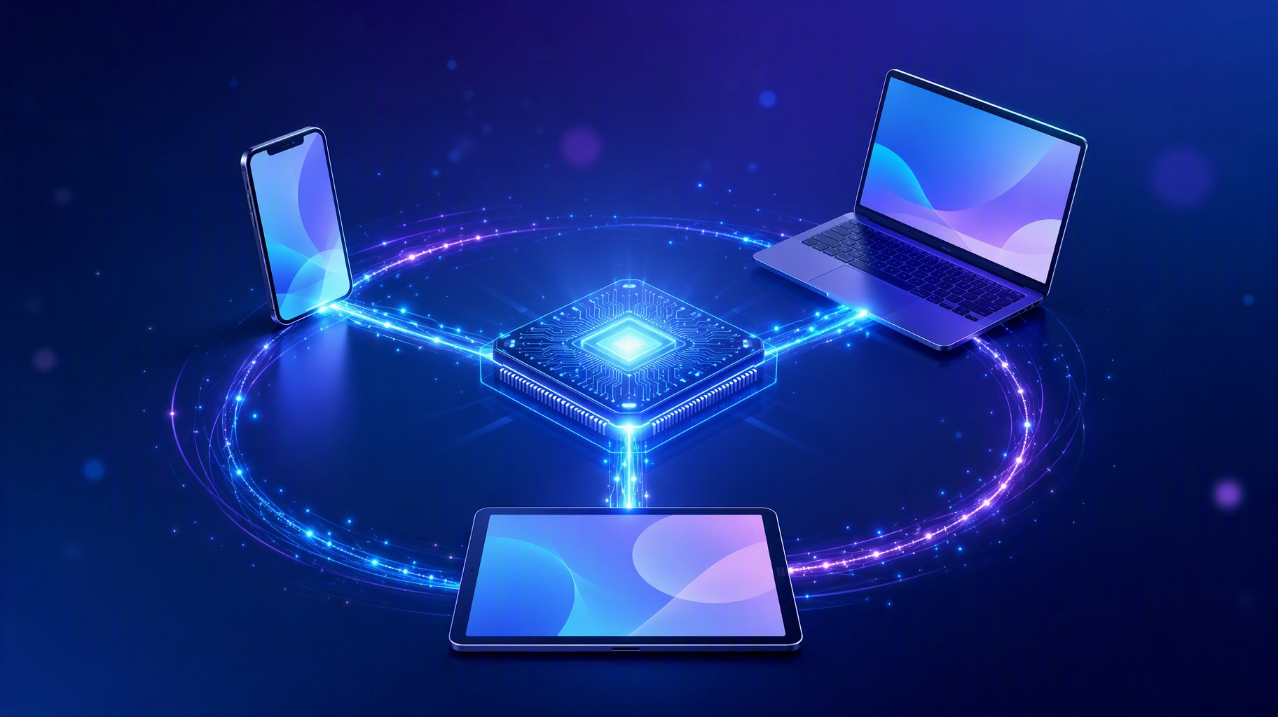 ChatterFly 多端同步示意图：手机与电脑打通输入场景