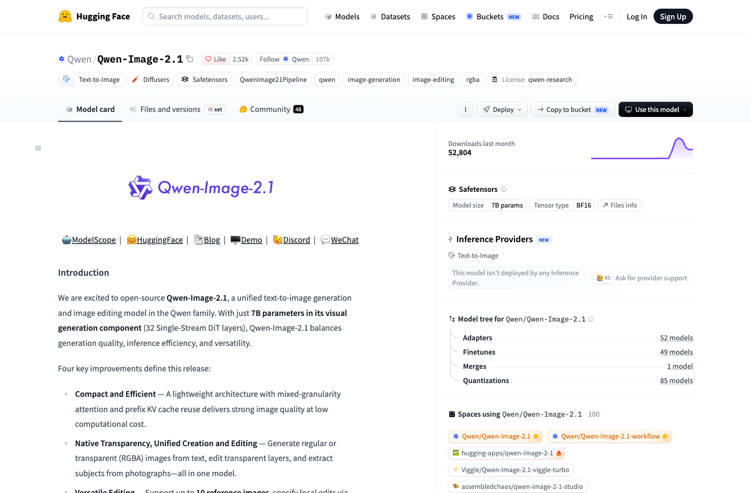 Qwen-Image 2.1 官方模型卡四大升级点介绍截图