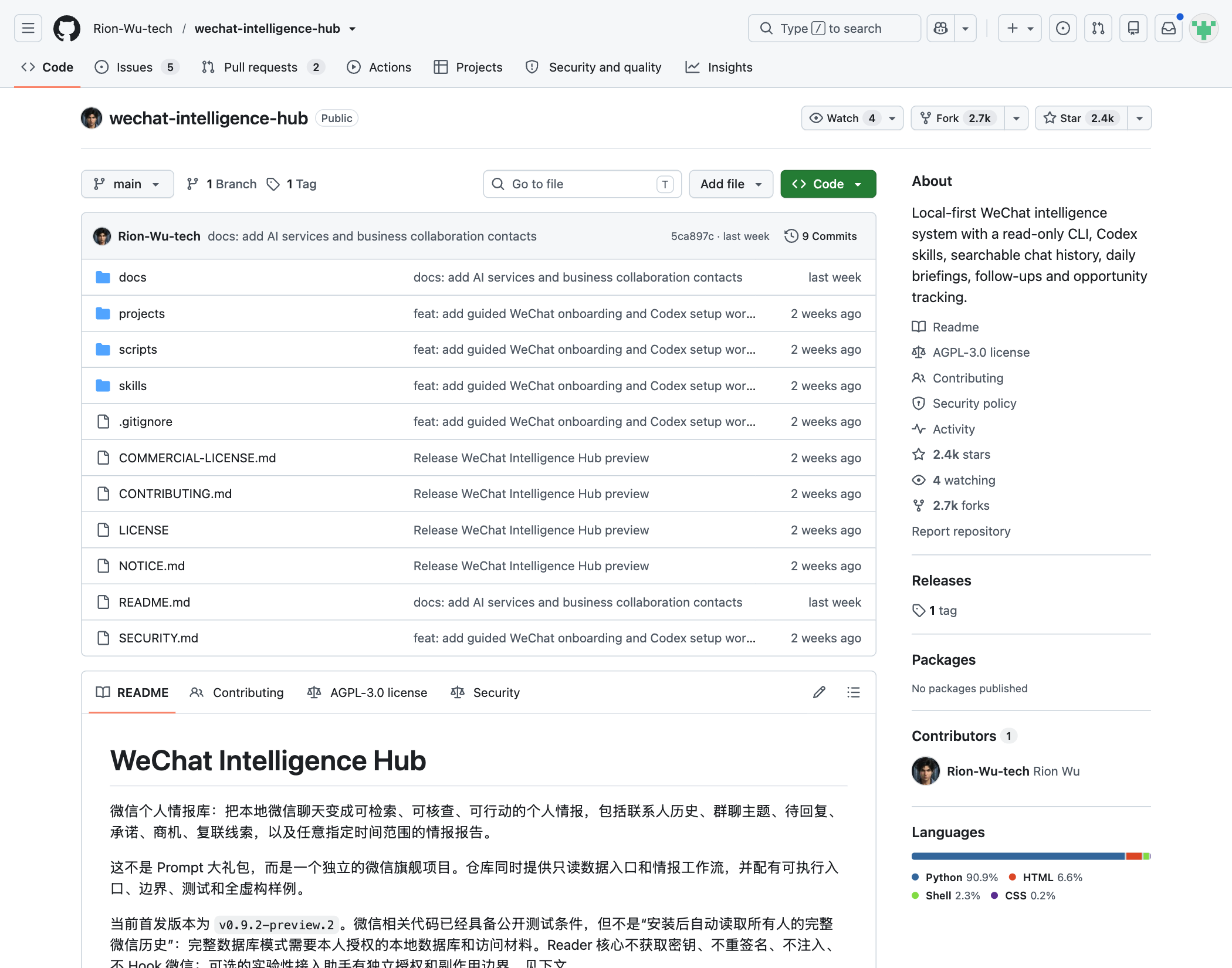 wechat-intelligence-hub 生成的交互式 HTML 情报日报四个入口示意图