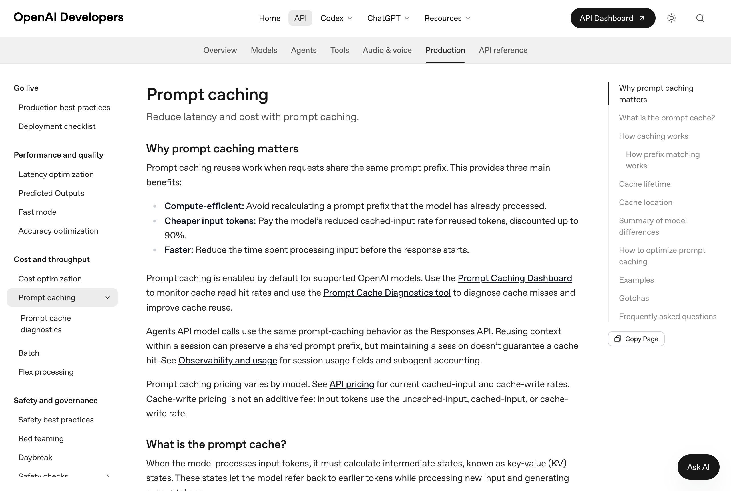 Prompt Caching Dashboard 的缓存命中量监控页面截图