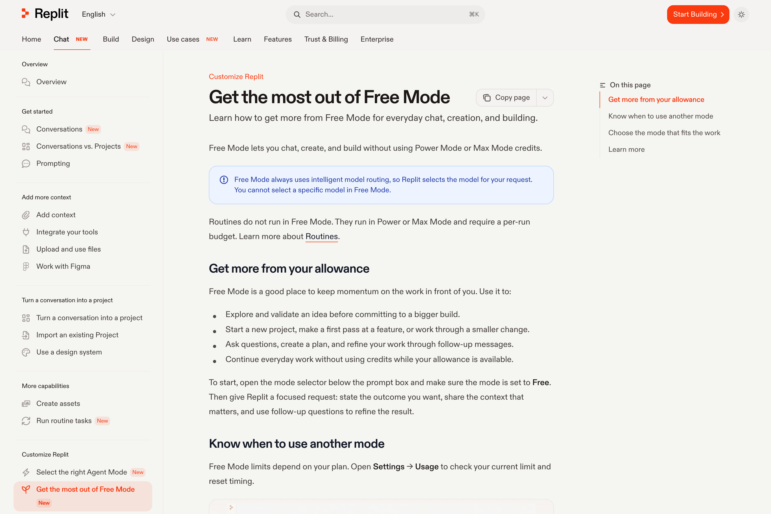 Replit Settings Usage 页面 Free 额度面板截图