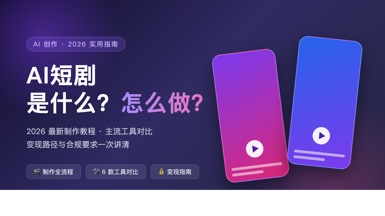 AI 短剧怎么赚钱?6 步出片+工具价格+收益案例(2026)封面图