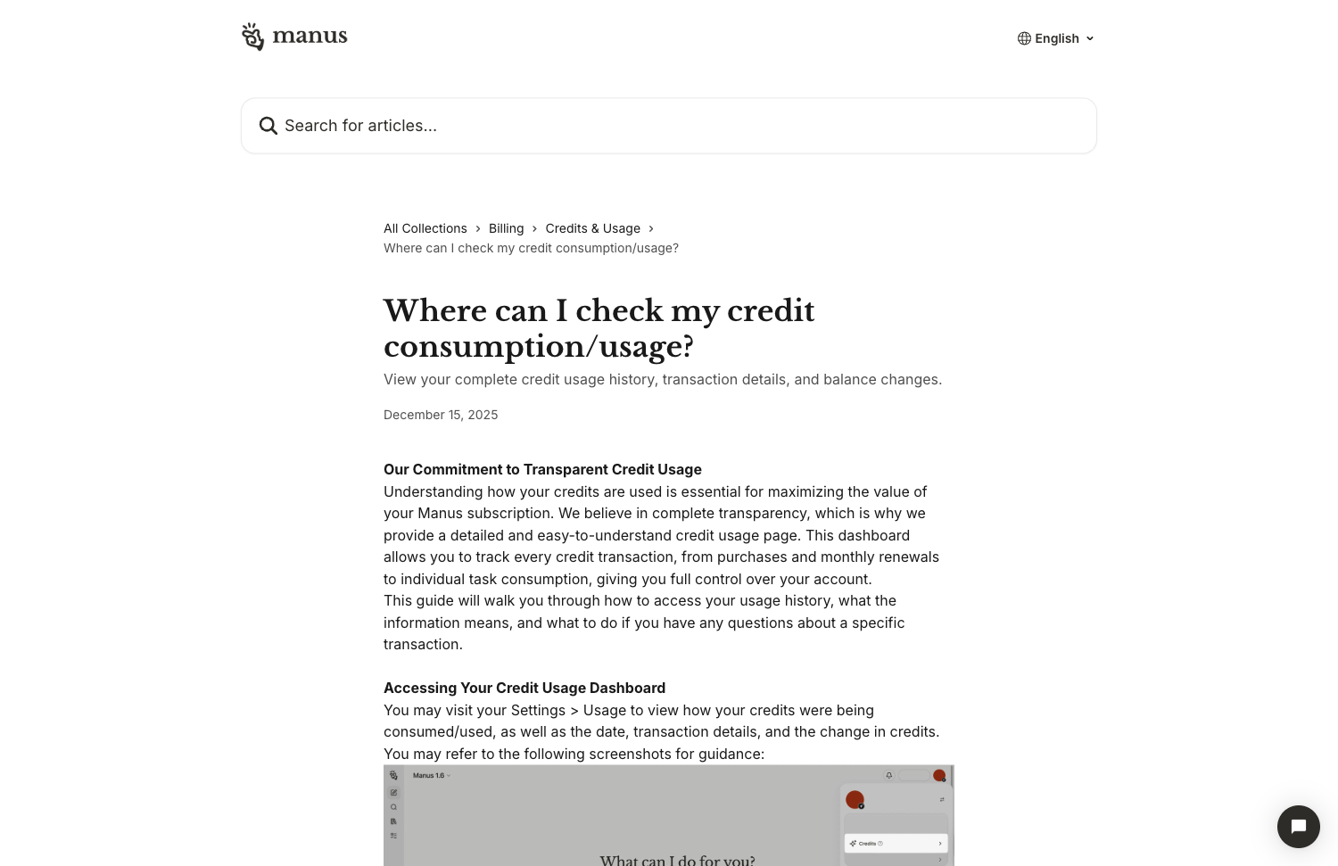 Manus 帮助中心:在哪里查看 credit 消耗与用量