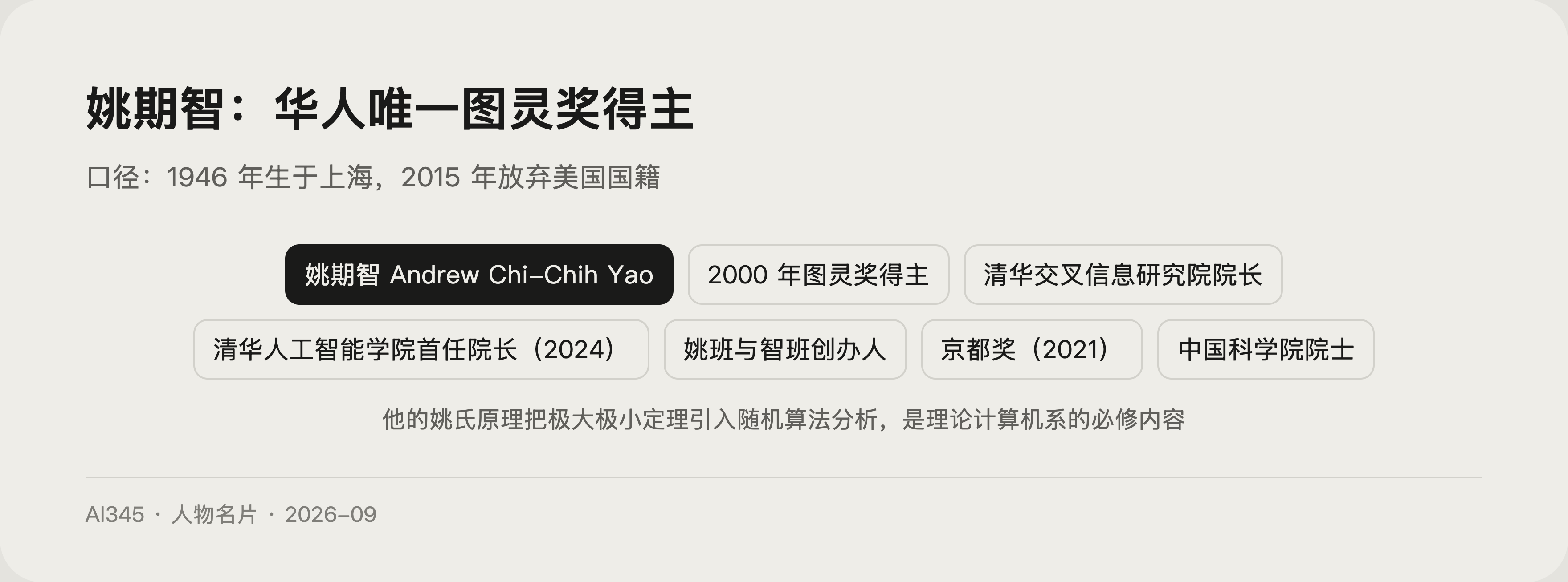 姚期智是谁？华人唯一图灵奖得主、清华姚班创办人封面图