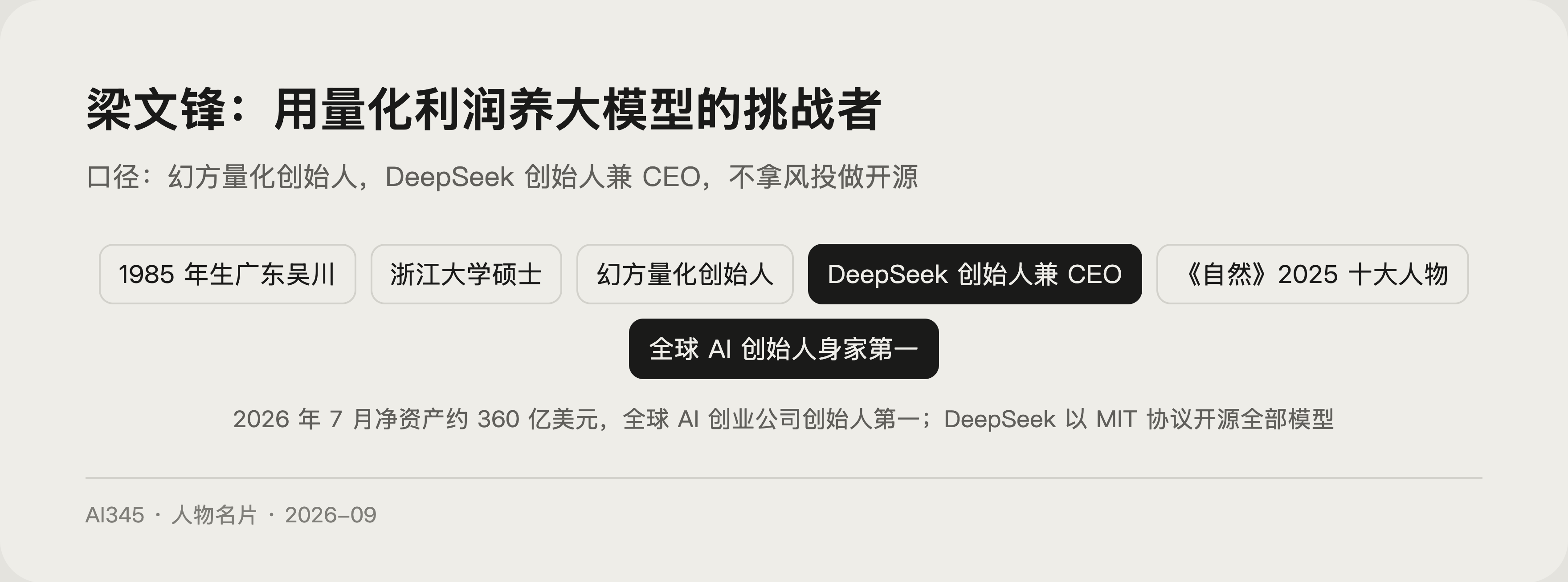 梁文锋是谁?DeepSeek 创始人,低成本大模型震动全球封面图