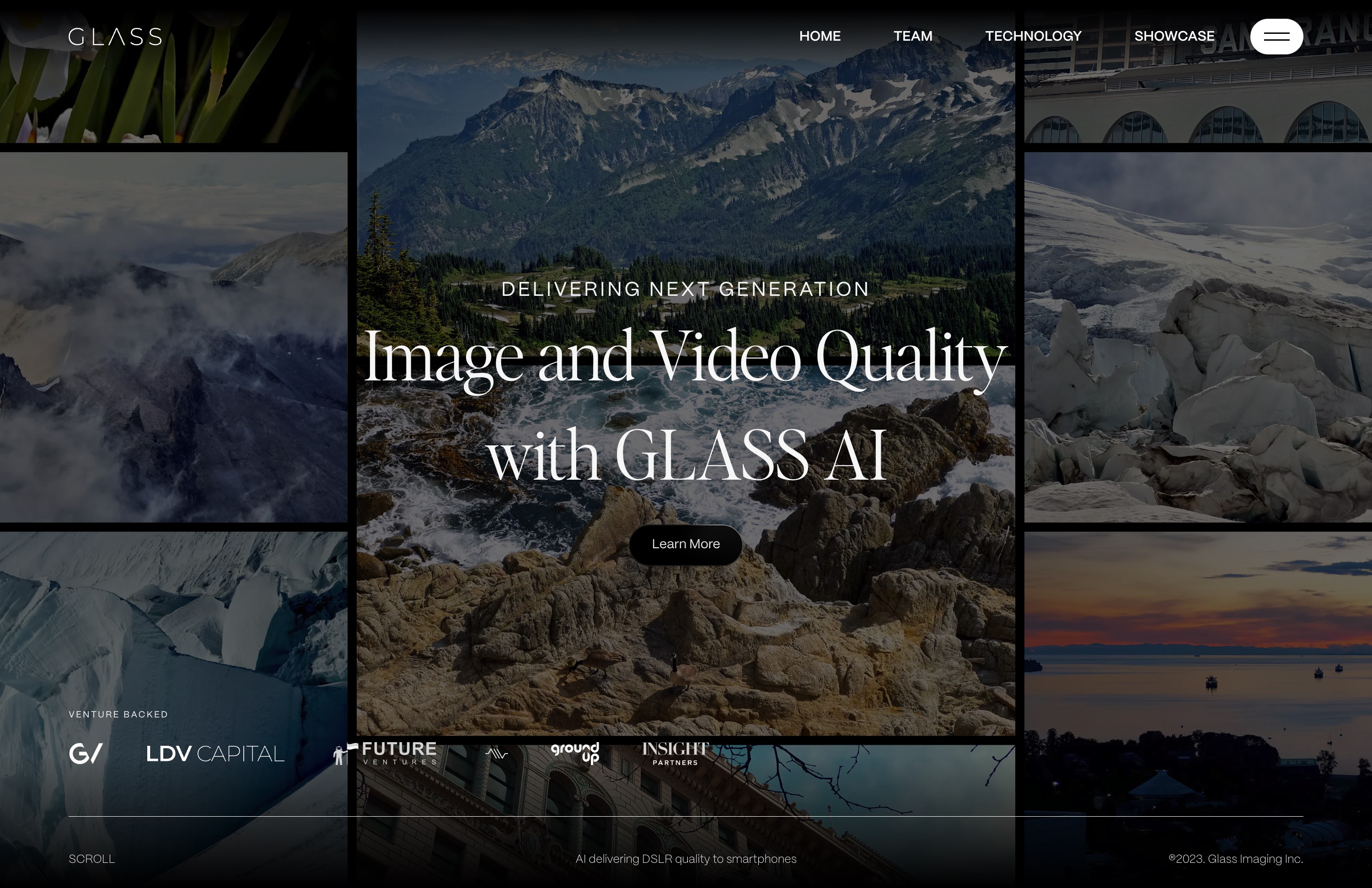 Glass Imaging 官网首页截图,AI 影像公司定位介绍