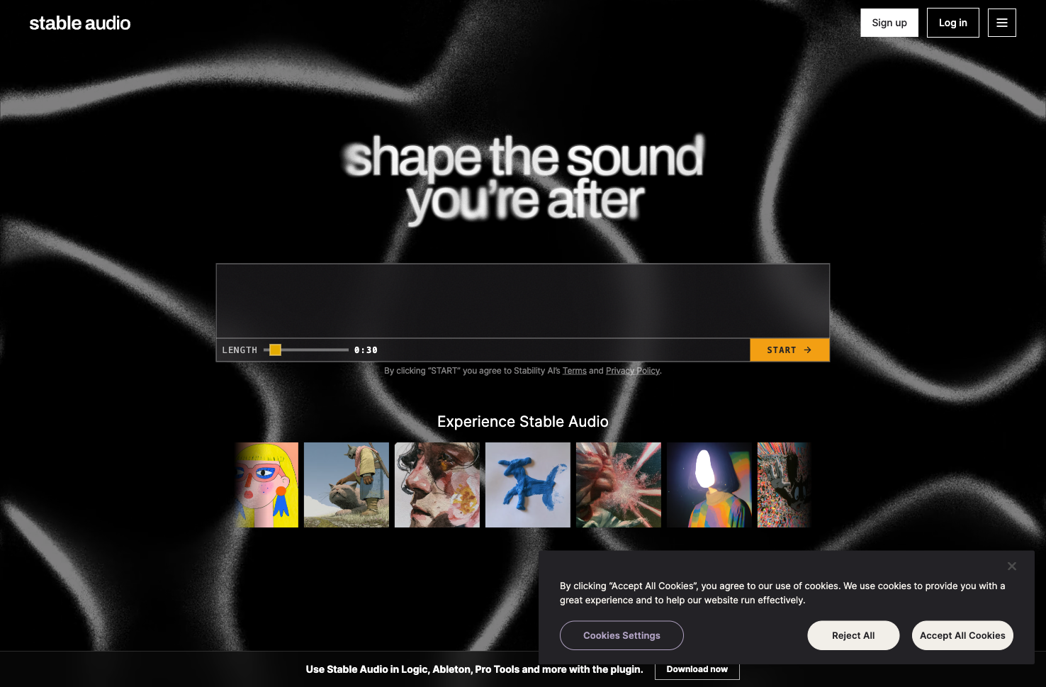 stableaudio.com 网页版音乐生成工作台截图