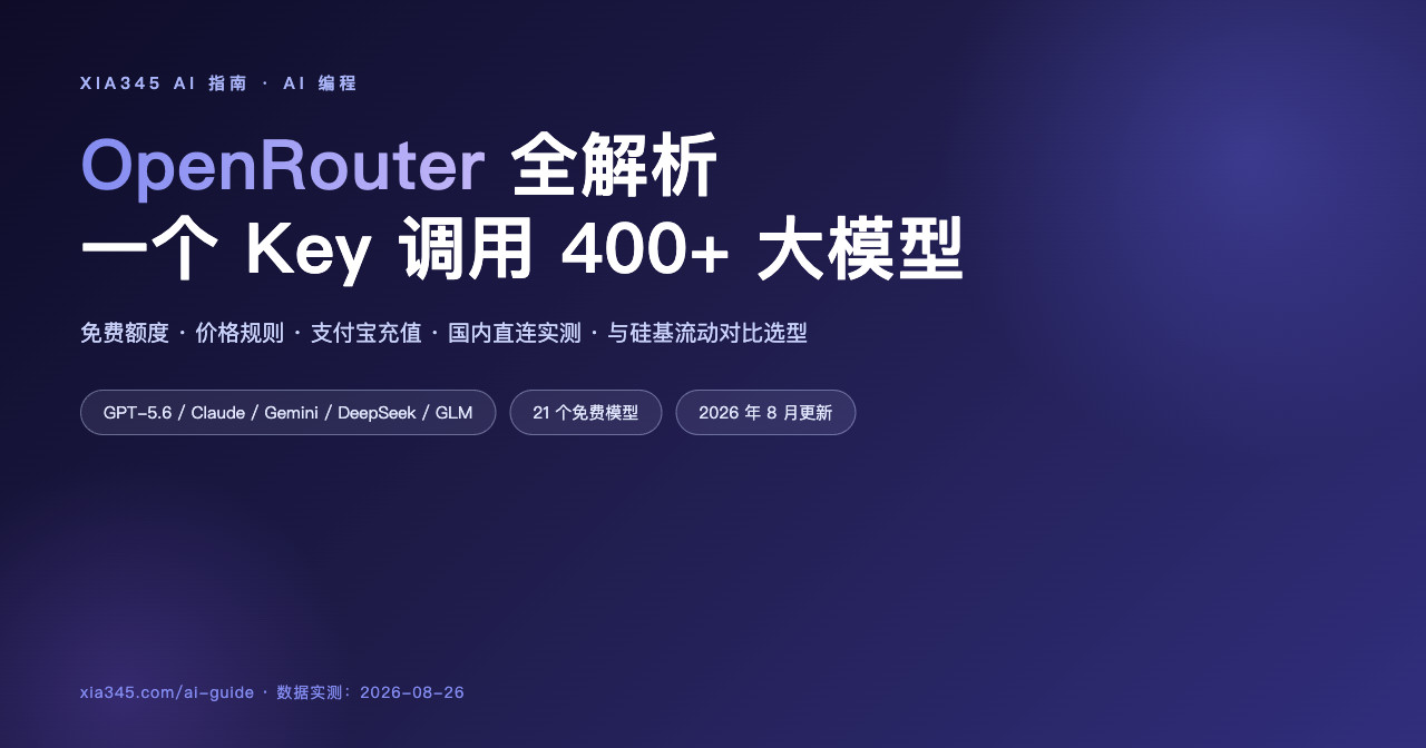 OpenRouter 是什么？免费额度、价格与 400+ 模型调用全解（2026 实测）封面图