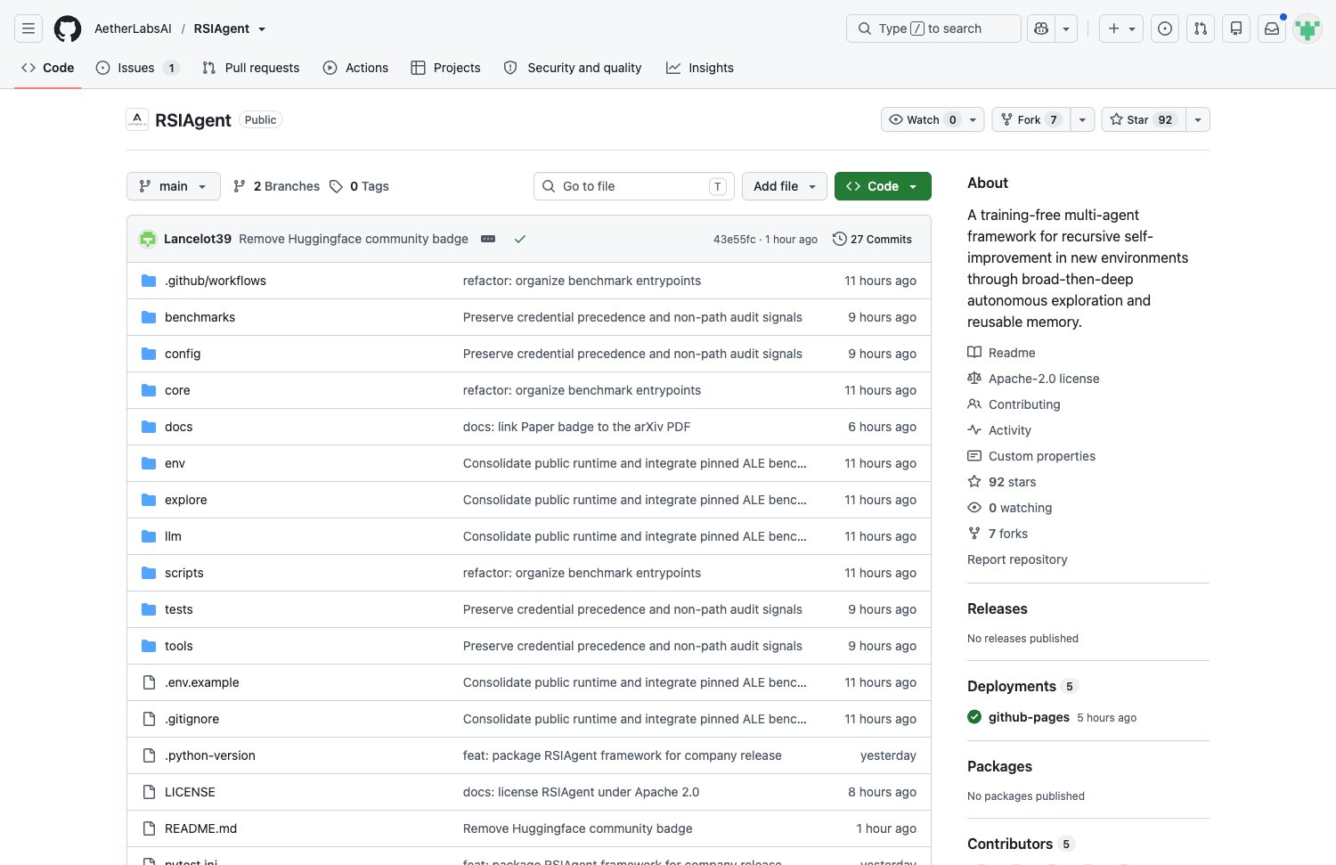 RSIAgent GitHub 仓库主页截图